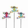 Handmade beaded frog garden stake set of 3 on white background – 12FRGST1