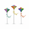 Kite Garden Stake Set of 3 – handmade beaded kite design on white background, colorful glass and acrylic beads