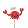 Crab Pot Stake Set of 3 - white background hero shot showing handcrafted beaded crab garden stake